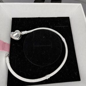 Authentic Pandora sterling silver snake chain bracelet with heart clasp